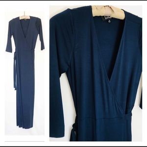 Lulus Navy maxi wrap dress